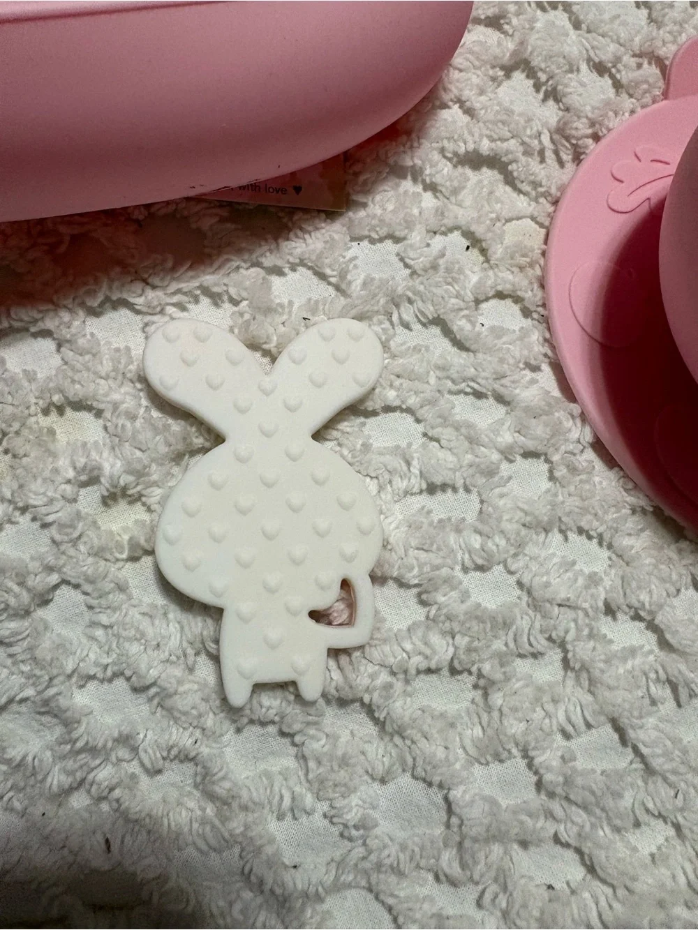Pink Silicone Baby Feeding Set with Teether